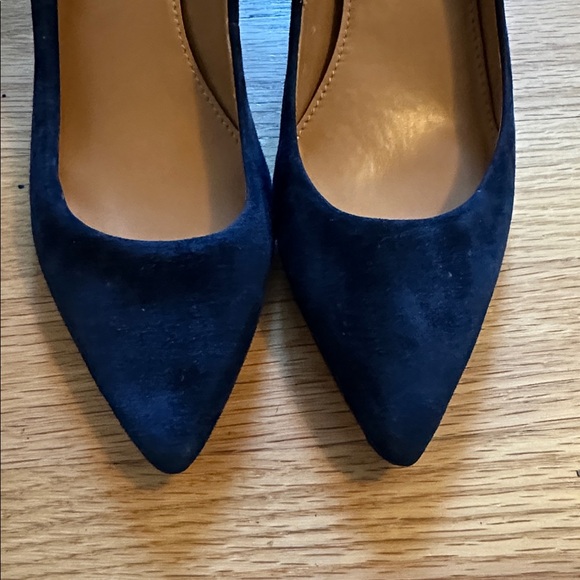 J. Crew Factory Navy Blue Suede Kitten Heels - Picture 1 of 9